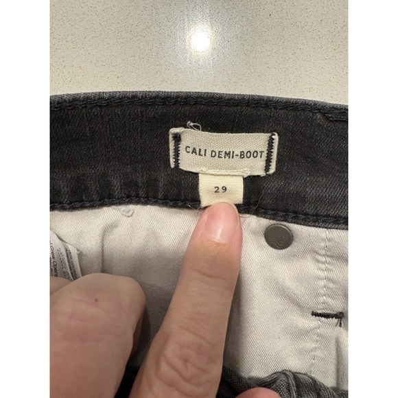 Madewell Womens Denim Jeans Cali Demi-Boot Sz 29 Black Button Up - Picture 5 of 6